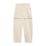 Isabel Marant Étoile Ecru Denim Tapered Trousers Zip Detail Beige, Dam