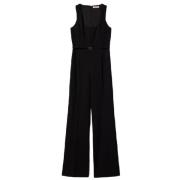 Twinset Flare Jumpsuit med Oval T Rem Black, Dam