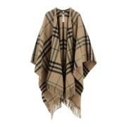 Burberry Ull och Kashmir Rutig Cape Beige, Dam