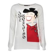 Love Moschino Vit Embellished Sweater White, Dam