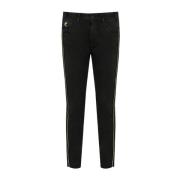 One Teaspoon Gyllene Broderad Skinny Bomullsjeans Black, Dam