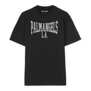 Palm Angels College Style Svart T-shirt 100% Bomull Black, Herr