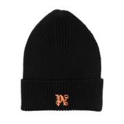 Palm Angels Chunky Ribbed Knit Monogram Mössor Black, Herr