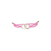 Valentino Garavani Rosa Bijoux Läderarmband Pink, Herr