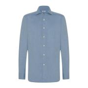 Kiton Flanell Bomull Skjorta Blue, Herr