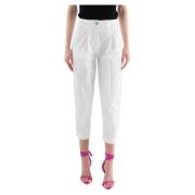 Tela Casual Dragkedja Byxor White, Dam