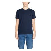 Emporio Armani Blå Bomull T-shirt för Höst/Vinter Blue, Herr