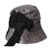 Dolce & Gabbana Grå Svart Läder Bucket Hat Gray, Dam