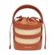 Alexander McQueen Rise Bucket Bag i Brun Brown, Dam