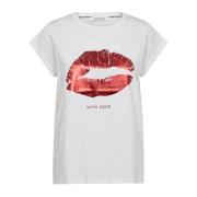 Co'Couture Metallic Print Tee Top White, Dam