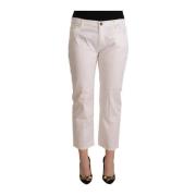 L'Autre Chose Vit Mid Waist Skinny Cropped Jeans White, Dam