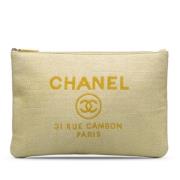 Chanel Vintage Pre-owned Raffia kuvertvskor Beige, Dam