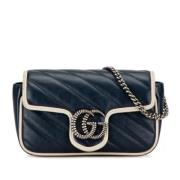 Gucci Vintage Pre-owned Laeder crossbodyvskor Blue, Dam