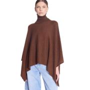 Berenice Turtle Neck Cashmere Poncho Brown, Dam