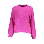 Desigual Elegant Turtleneck Tröja med kontrastdetaljer Pink, Dam