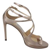 Jimmy Choo Elegant Ballet Pink Mirror Leather Sandals Gray, Dam