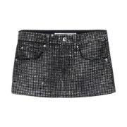 Alexander Wang Kristall Distressed Mini Kjol Black, Dam