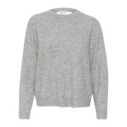 Kaffe Öppen Rygg Pullover Grå Melange Tröja Gray, Dam