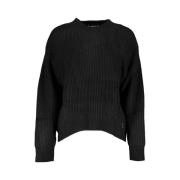 Patrizia Pepe Elegant Turtlenecktröja med Kontrastdetaljer Black, Dam