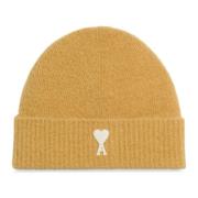 Ami Paris Gul Stickad Ull Beret Mössa Yellow, Herr