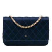 Chanel Vintage Pre-owned Tyg crossbodyvskor Blue, Dam