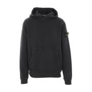 Stone Island Svart huvtröja i bomullsjersey Black, Herr