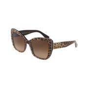 Dolce & Gabbana Glamorösa Print FamilyLarge Solglasögon Brown, Dam