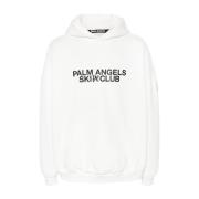 Palm Angels Ski Club Hoodie Vit Bomullsfleece White, Herr