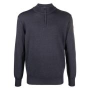 Paul & Shark Ull Half-Zip Stickat Blue, Herr