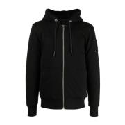 Moose Knuckles Svart Logo-Plaque Dragkedja Hoodie Black, Herr