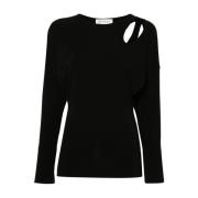 Victoria Beckham Svart Asymmetrisk Twist Topp Black, Dam