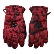 Dolce & Gabbana Leopard Logo Handledslängd Handskar Red, Unisex