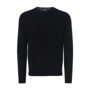 Dondup Svart Ull Rundhals Tröja Regular Fit Black, Herr