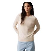 Calvin Klein Merino Wool Crew Neck Sweater Beige, Dam