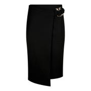 Pinko Svart Wrap Midi Kjol Slim Fit Black, Dam