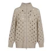 Brunello Cucinelli Panama Cardigan med dragkedja Beige, Dam