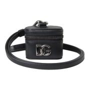 Dolce & Gabbana Svart DG Logo Läder Airpods Fodral Black, Unisex