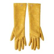 Dolce & Gabbana Guld Lurex Mid Arm Handskar Yellow, Dam