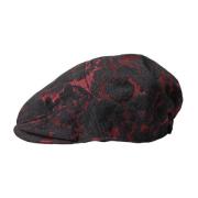 Dolce & Gabbana Svart Röd Blommig Jacquard Newsboy Cap Black, Herr