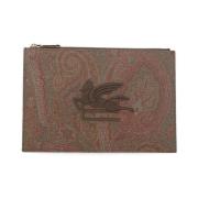 Etro Brun Pochette med Paisley Mönster Brown, Dam