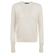 Fabiana Filippi Vit Crew Neck Sweater med Strass White, Dam