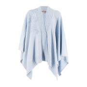 Ermanno Scervino Blomsterapplikation Stickad Poncho Blue, Dam