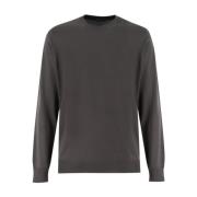 Drumohr Superfin Merinoull Crew Neck Sweater Gray, Herr