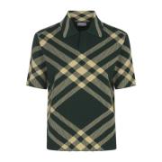 Burberry Räfflad Merinoull Polo Skjorta Green, Dam