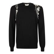 Alexander McQueen Långärmad tröja med rund hals Black, Herr