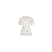 Fabienne Chapot Phill V-neck Pink Flower T-shirt White, Dam