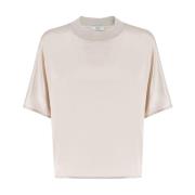 Peserico Sidenskjorta Kort Ärmar Regular Cut Beige, Dam