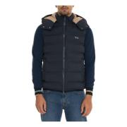 Harmont & Blaine Quiltad Gilet med Avtagbar Huva Blue, Herr