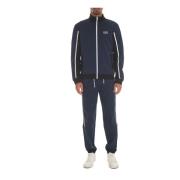 Emporio Armani EA7 Tvåfärgad Zip Tracksuit med Stretch Midja Blue, Her...