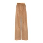 Max Mara Kamel Corduroy Wide Leg Byxor Brown, Dam